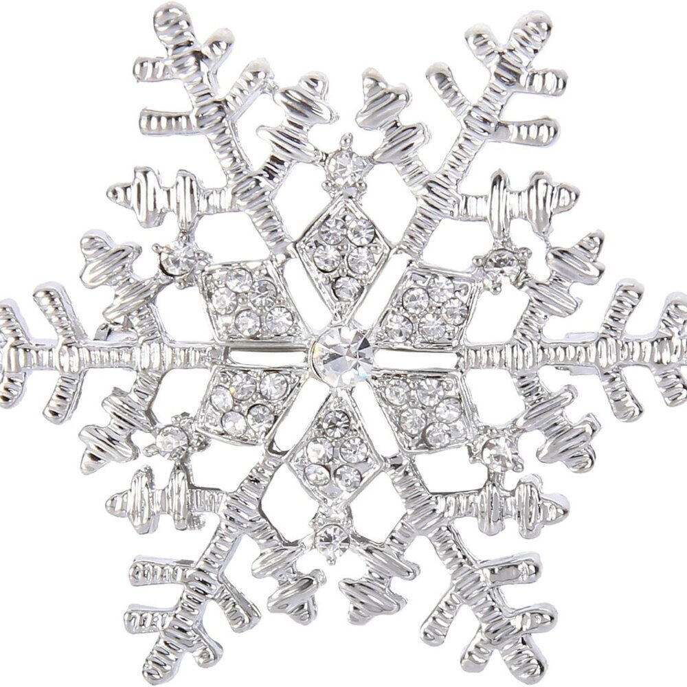 Women's Clear Austrian Crystal Winter Snowflake Brooch Pin Silver-tone